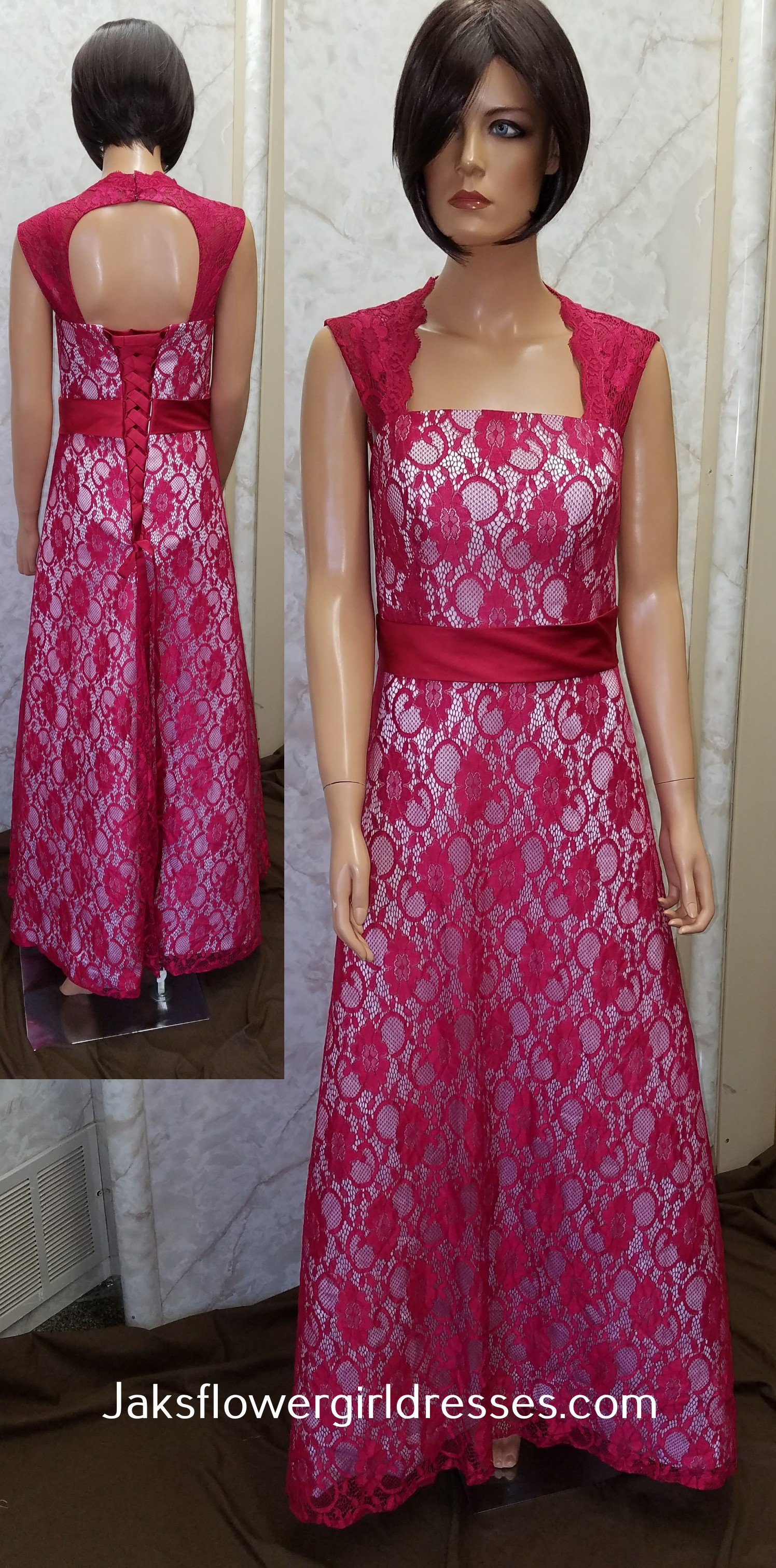 red and white lace bridesmaid dresses